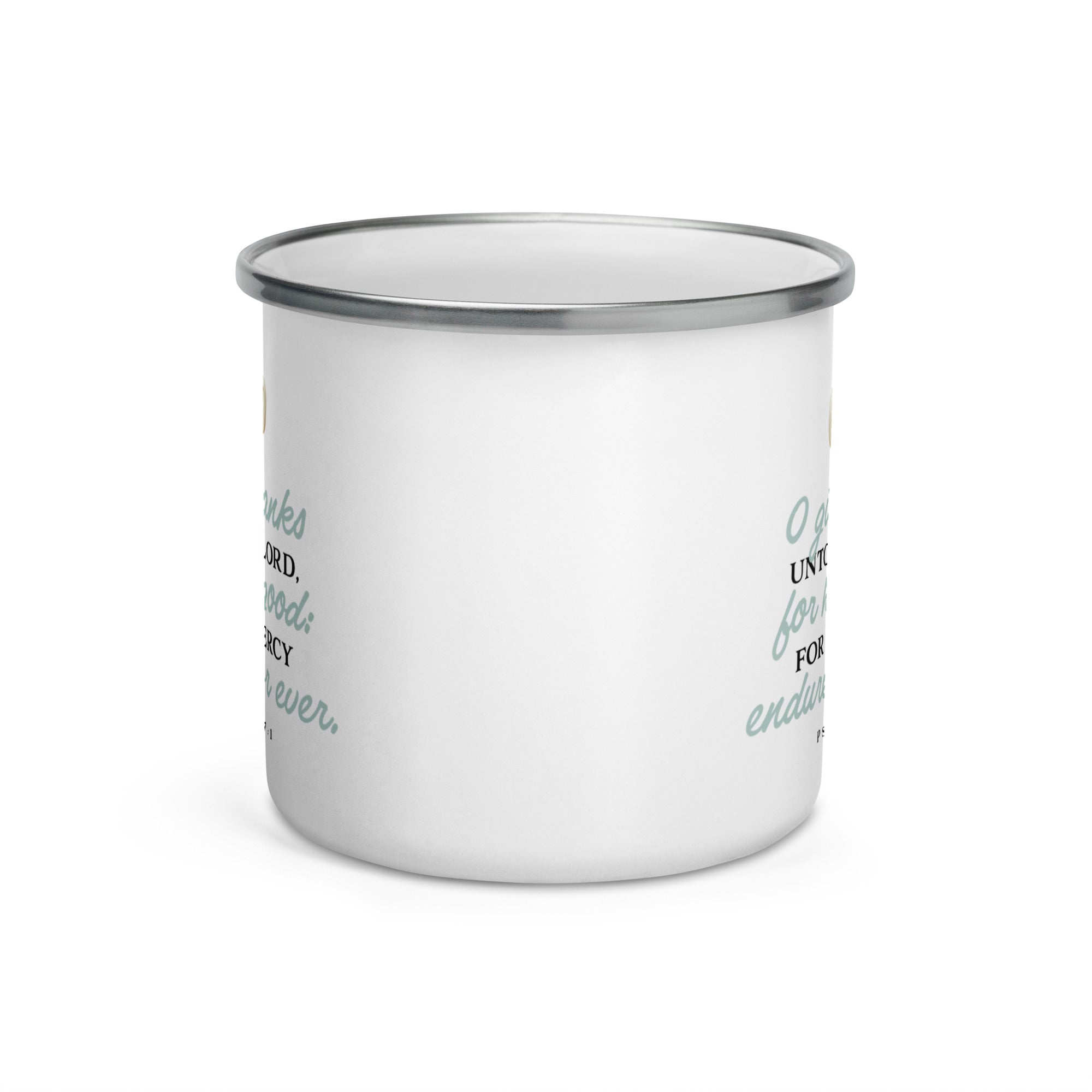 Psalm 107:1 Enamel Mug